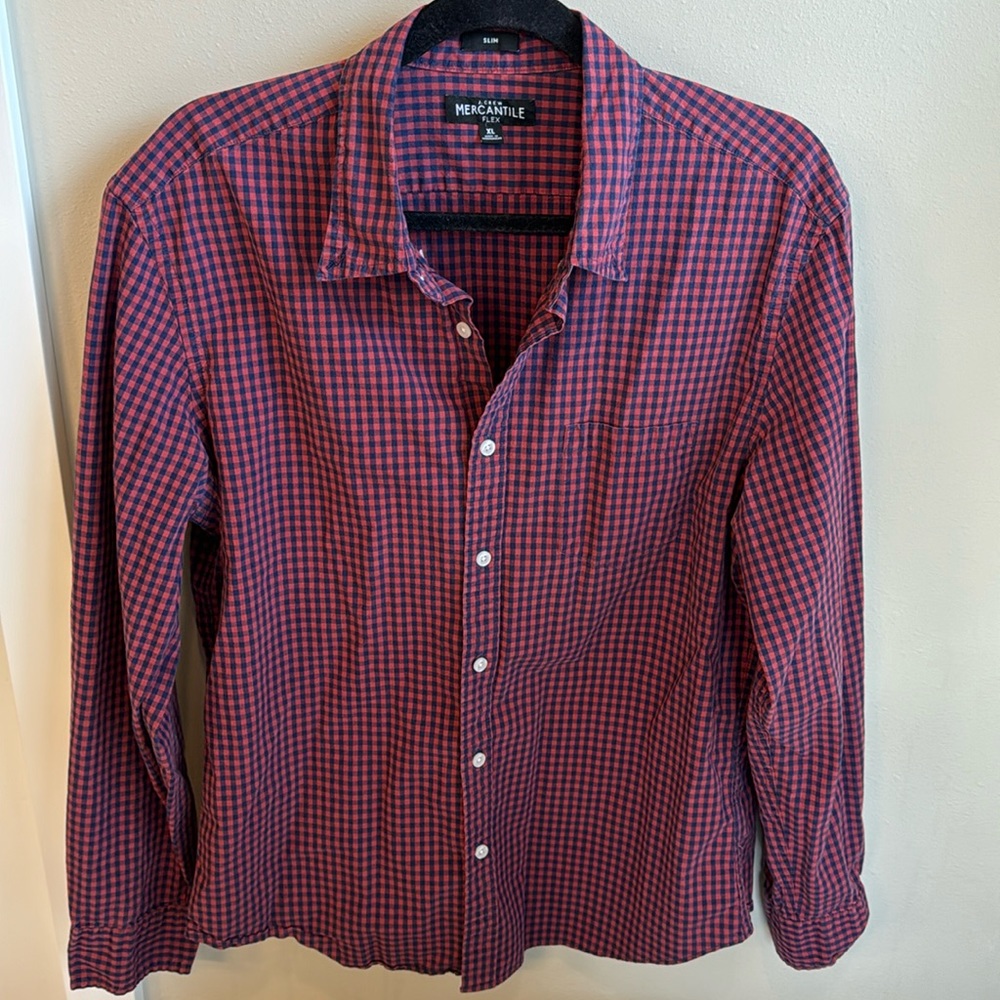 J. Crew Red and Blue Checkered Dress Shirt